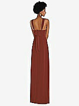 Rear View Thumbnail - Auburn Moon Draped Chiffon Grecian Column Gown with Convertible Straps