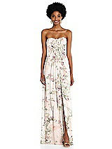 Alt View 3 Thumbnail - Blush Garden Draped Chiffon Grecian Column Gown with Convertible Straps