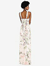 Rear View Thumbnail - Blush Garden Draped Chiffon Grecian Column Gown with Convertible Straps