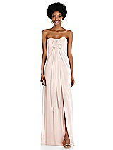 Alt View 3 Thumbnail - Blush Draped Chiffon Grecian Column Gown with Convertible Straps