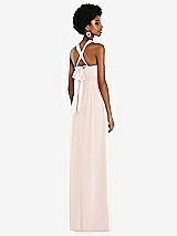 Side View Thumbnail - Blush Draped Chiffon Grecian Column Gown with Convertible Straps