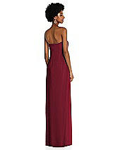 Alt View 4 Thumbnail - Burgundy Draped Chiffon Grecian Column Gown with Convertible Straps