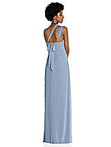 Alt View 2 Thumbnail - Cloudy Draped Chiffon Grecian Column Gown with Convertible Straps