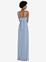 Rear View Thumbnail - Cloudy Draped Chiffon Grecian Column Gown with Convertible Straps