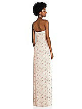 Alt View 4 Thumbnail - Coquette Floral Print Draped Chiffon Grecian Column Gown with Convertible Straps