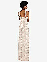 Rear View Thumbnail - Coquette Floral Print Draped Chiffon Grecian Column Gown with Convertible Straps