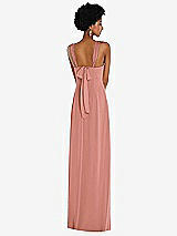 Rear View Thumbnail - Desert Rose Draped Chiffon Grecian Column Gown with Convertible Straps