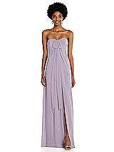 Alt View 3 Thumbnail - Lilac Haze Draped Chiffon Grecian Column Gown with Convertible Straps