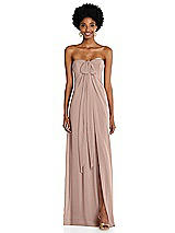 Alt View 3 Thumbnail - Neu Nude Draped Chiffon Grecian Column Gown with Convertible Straps