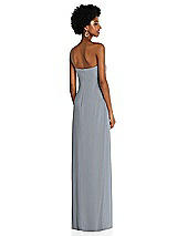 Alt View 4 Thumbnail - Platinum Draped Chiffon Grecian Column Gown with Convertible Straps