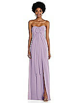 Alt View 3 Thumbnail - Pale Purple Draped Chiffon Grecian Column Gown with Convertible Straps