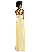 Alt View 2 Thumbnail - Pale Yellow Draped Chiffon Grecian Column Gown with Convertible Straps