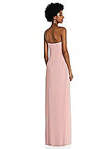 Alt View 4 Thumbnail - Rose - PANTONE Rose Quartz Draped Chiffon Grecian Column Gown with Convertible Straps