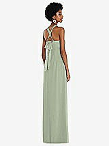 Side View Thumbnail - Sage Draped Chiffon Grecian Column Gown with Convertible Straps