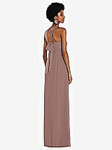 Side View Thumbnail - Sienna Draped Chiffon Grecian Column Gown with Convertible Straps