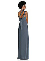 Alt View 2 Thumbnail - Silverstone Draped Chiffon Grecian Column Gown with Convertible Straps