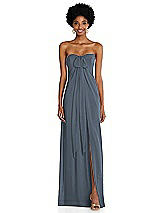 Alt View 3 Thumbnail - Silverstone Draped Chiffon Grecian Column Gown with Convertible Straps