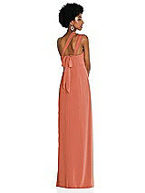 Alt View 2 Thumbnail - Terracotta Copper Draped Chiffon Grecian Column Gown with Convertible Straps