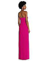 Alt View 4 Thumbnail - Think Pink Draped Chiffon Grecian Column Gown with Convertible Straps