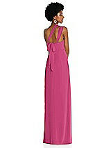 Alt View 2 Thumbnail - Tea Rose Draped Chiffon Grecian Column Gown with Convertible Straps