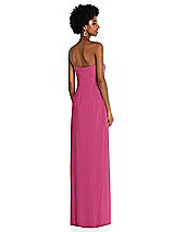 Alt View 4 Thumbnail - Tea Rose Draped Chiffon Grecian Column Gown with Convertible Straps