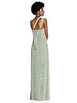 Alt View 2 Thumbnail - Vintage Primrose Sage Draped Chiffon Grecian Column Gown with Convertible Straps