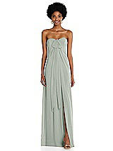 Alt View 3 Thumbnail - Willow Green Draped Chiffon Grecian Column Gown with Convertible Straps