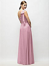 Alt View 6 Thumbnail - Dusty Pink Draped One-Shoulder Maxi Dress with Scarf Bow