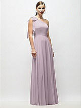 Alt View 4 Thumbnail - Lilac Dusk Draped One-Shoulder Maxi Dress with Scarf Bow