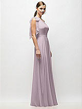 Alt View 5 Thumbnail - Lilac Dusk Draped One-Shoulder Maxi Dress with Scarf Bow