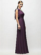 Alt View 5 Thumbnail - Aubergine Draped One-Shoulder Maxi Dress with Scarf Bow