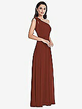 Alt View 2 Thumbnail - Auburn Moon Draped One-Shoulder Maxi Dress with Scarf Bow