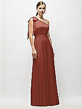 Alt View 4 Thumbnail - Auburn Moon Draped One-Shoulder Maxi Dress with Scarf Bow