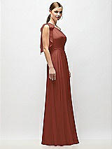Alt View 5 Thumbnail - Auburn Moon Draped One-Shoulder Maxi Dress with Scarf Bow