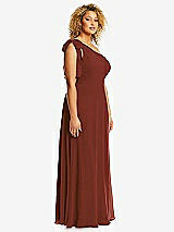 Side View Thumbnail - Auburn Moon Draped One-Shoulder Maxi Dress with Scarf Bow