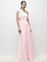 Alt View 4 Thumbnail - Ballet Pink Draped One-Shoulder Maxi Dress with Scarf Bow