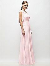 Alt View 5 Thumbnail - Ballet Pink Draped One-Shoulder Maxi Dress with Scarf Bow