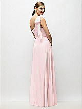 Alt View 6 Thumbnail - Ballet Pink Draped One-Shoulder Maxi Dress with Scarf Bow