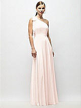 Alt View 4 Thumbnail - Blush Draped One-Shoulder Maxi Dress with Scarf Bow