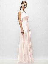 Alt View 5 Thumbnail - Blush Draped One-Shoulder Maxi Dress with Scarf Bow