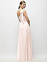 Alt View 6 Thumbnail - Blush Draped One-Shoulder Maxi Dress with Scarf Bow