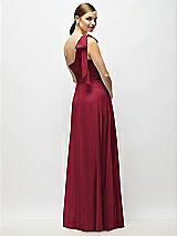 Alt View 6 Thumbnail - Burgundy Draped One-Shoulder Maxi Dress with Scarf Bow