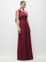 Alt View 4 Thumbnail - Cabernet Draped One-Shoulder Maxi Dress with Scarf Bow