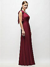 Alt View 5 Thumbnail - Cabernet Draped One-Shoulder Maxi Dress with Scarf Bow
