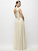 Alt View 6 Thumbnail - Champagne Draped One-Shoulder Maxi Dress with Scarf Bow