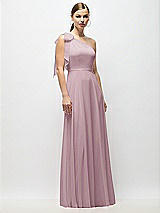 Alt View 4 Thumbnail - Dusty Rose Draped One-Shoulder Maxi Dress with Scarf Bow