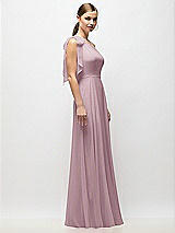 Alt View 5 Thumbnail - Dusty Rose Draped One-Shoulder Maxi Dress with Scarf Bow