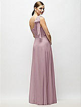 Alt View 6 Thumbnail - Dusty Rose Draped One-Shoulder Maxi Dress with Scarf Bow