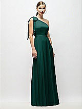 Alt View 4 Thumbnail - Evergreen Draped One-Shoulder Maxi Dress with Scarf Bow