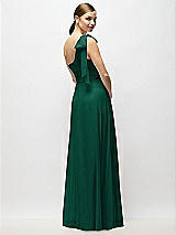Alt View 6 Thumbnail - Hunter Green Draped One-Shoulder Maxi Dress with Scarf Bow